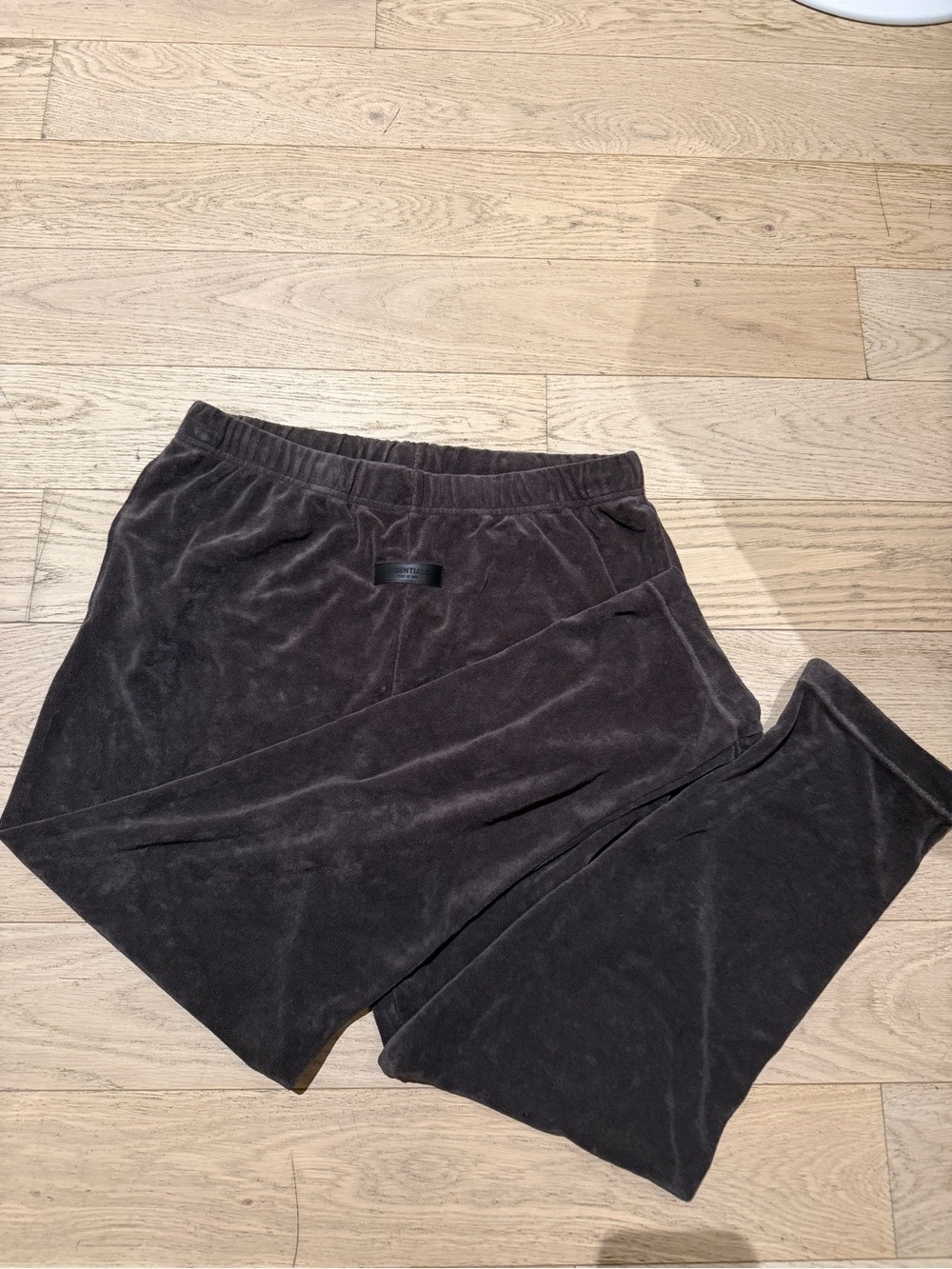 Womens Fear of God Essentials Resort Terry Pants in Off Black